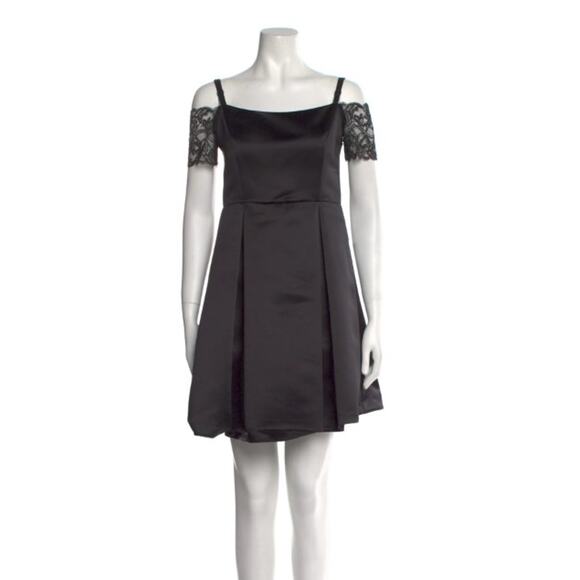 NWT Sandro Black Satin Lace Dress Cutout Back Shoulder Straps Size 3 (U.S. 6/8) - Picture 1 of 7